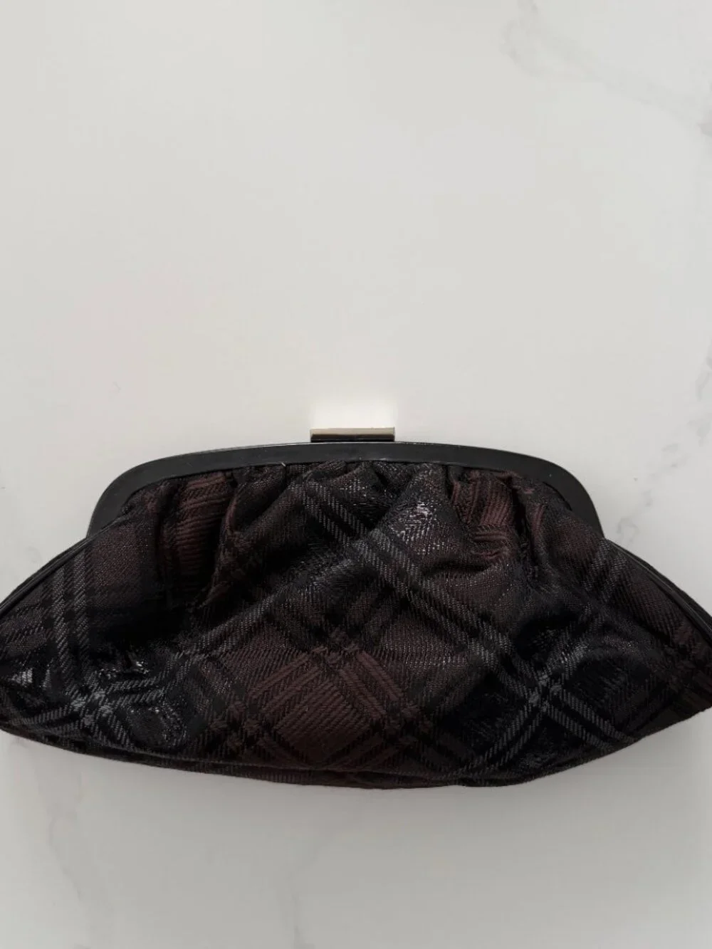 Banana Republic Black Clutch Evening Bag Ruched Textured Formal Purse